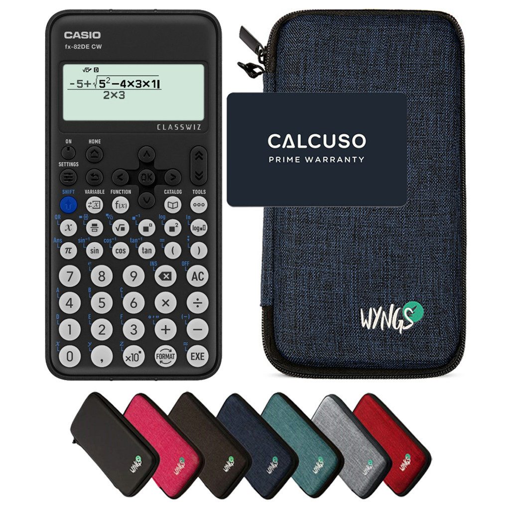 CASIO Taschenrechner fx-82DE CW ClassWiz inkl. WYNGS Schutztasche Blau
