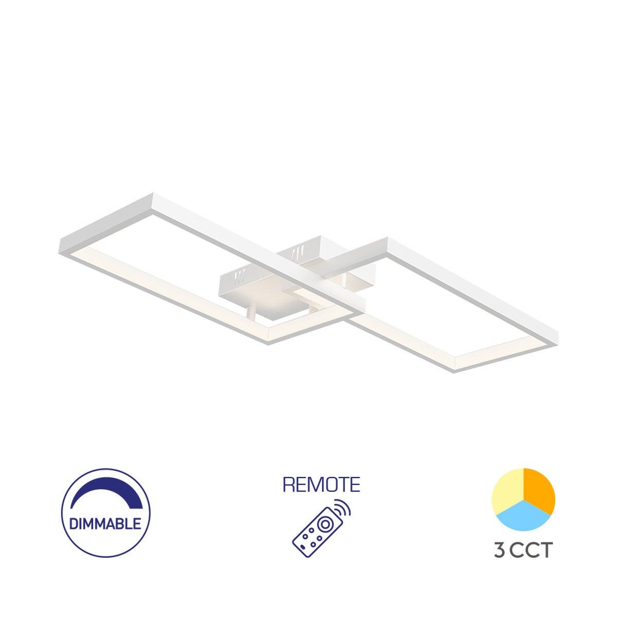 Braytron LED Deckenleuchte Eckig Deckenlicht mit Fernbedienung stufenlos dimmbar Farbwechsel, LED fest integriert, 3IN1, stufenlos Dimmbar, Fernbedienung, 3in1 CCT Farbwechsel