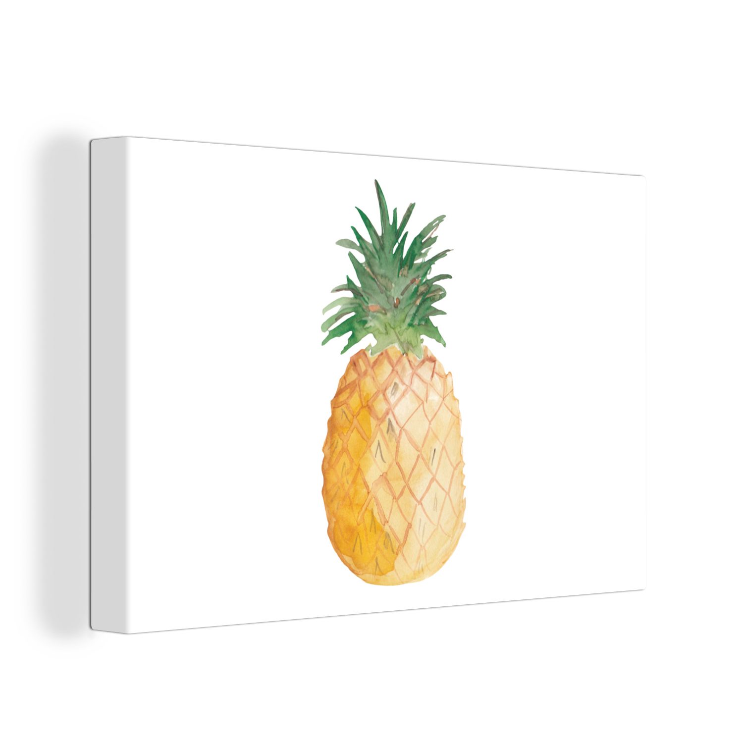 OneMillionCanvasses® Leinwandbild Ananas - Obst - Weiß, (1 St), Wandbild Leinwandbilder, Aufhängefertig, Wanddeko, 30x20 cm