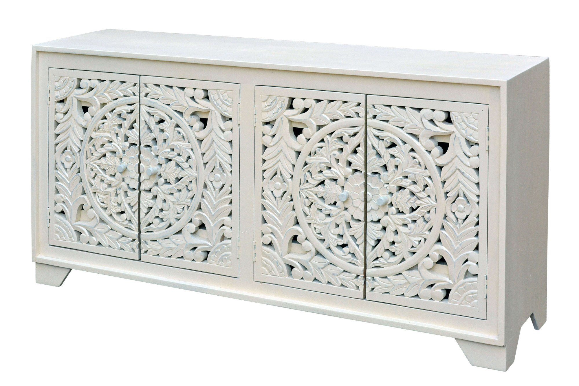 Home affaire Sideboard Kenmare, Kommode aus Mangoholz, dekorative Schnitzereien, Breite 170 cm