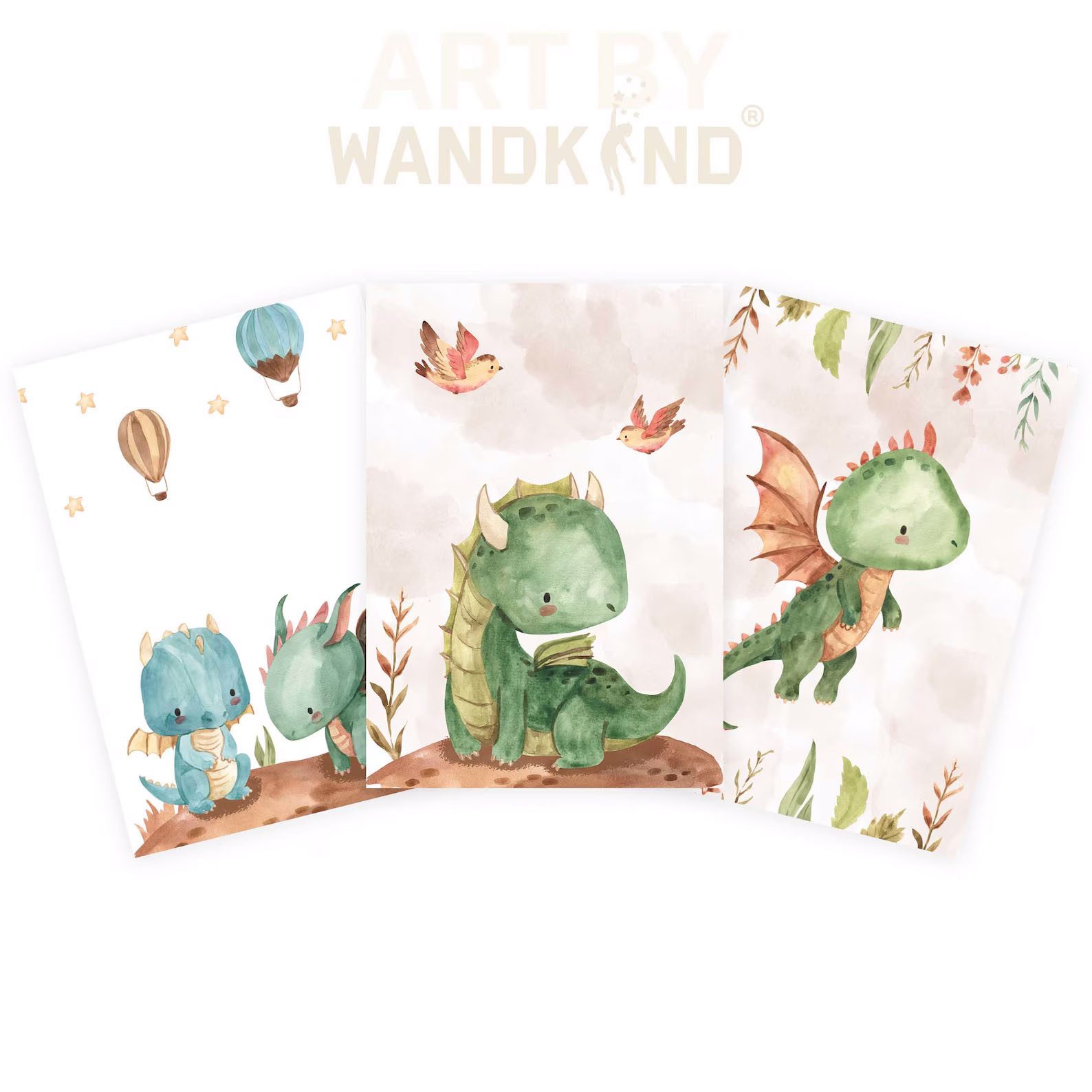 WANDKIND Poster Drachen Freunde 3er Set P824, Kinder Poster
