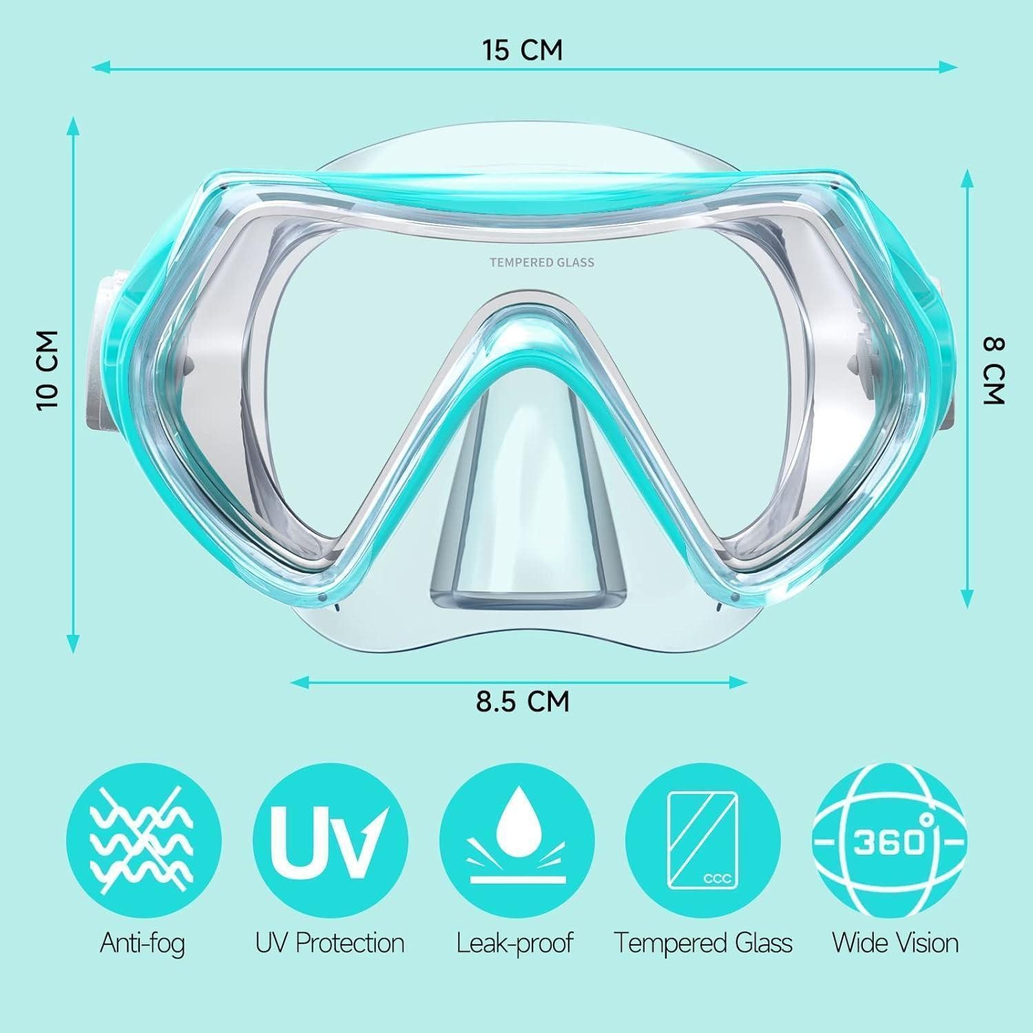 LuxusKollektion Tauchermaske Taucherbrille Schwimmbrille Schnorchelmaske Kinder 180° Panorama HD