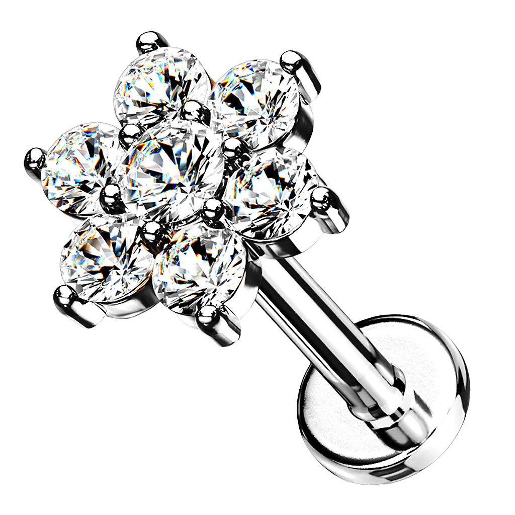 Taffstyle Piercing-Set Tragus Labret Ohr Stecker Piercing flach Zirkonia Bl günstig online kaufen