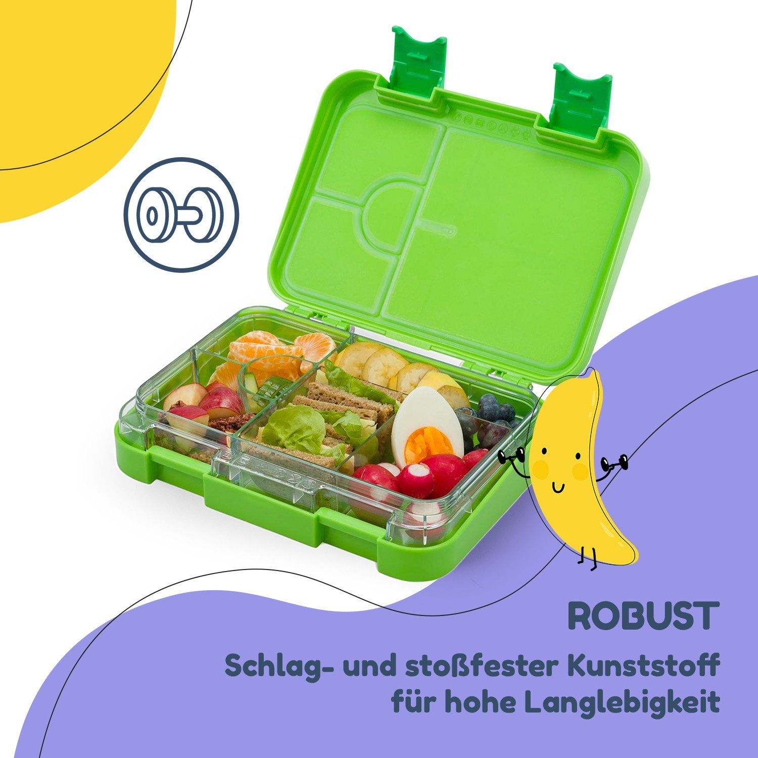 Kunststoff schmatzfatz Klarstein Grün Frischhaltedose junior Lunchbox,