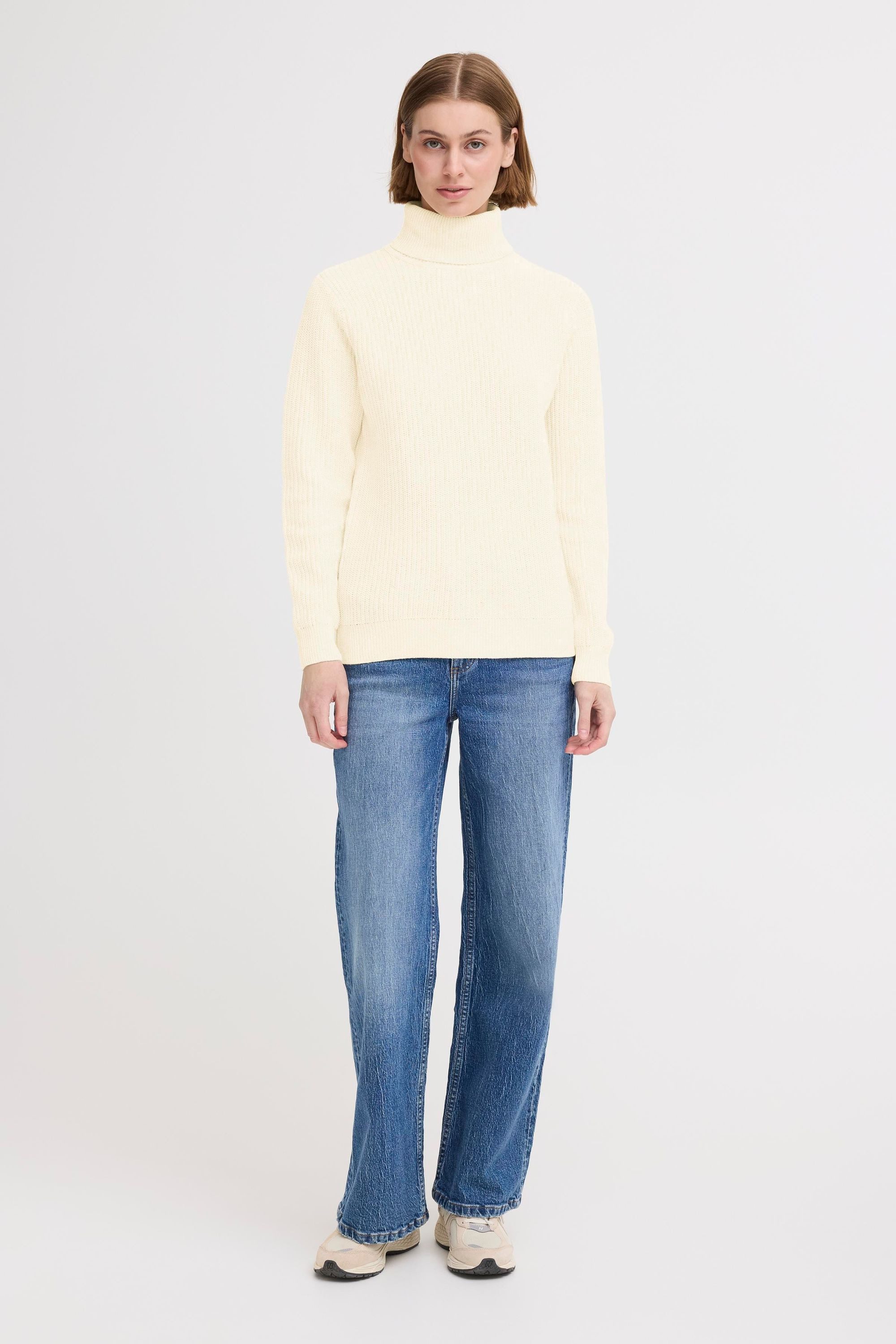 OXMO Rollkragenpullover OXKimse Modischer Rollkragenpullover aus Grobstrick-Qualität