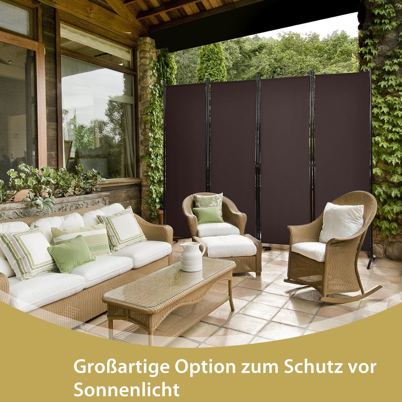 COSTWAY Paravent 4-teilig Raumteiler, Klappbar, Metallrahmen, günstig online kaufen