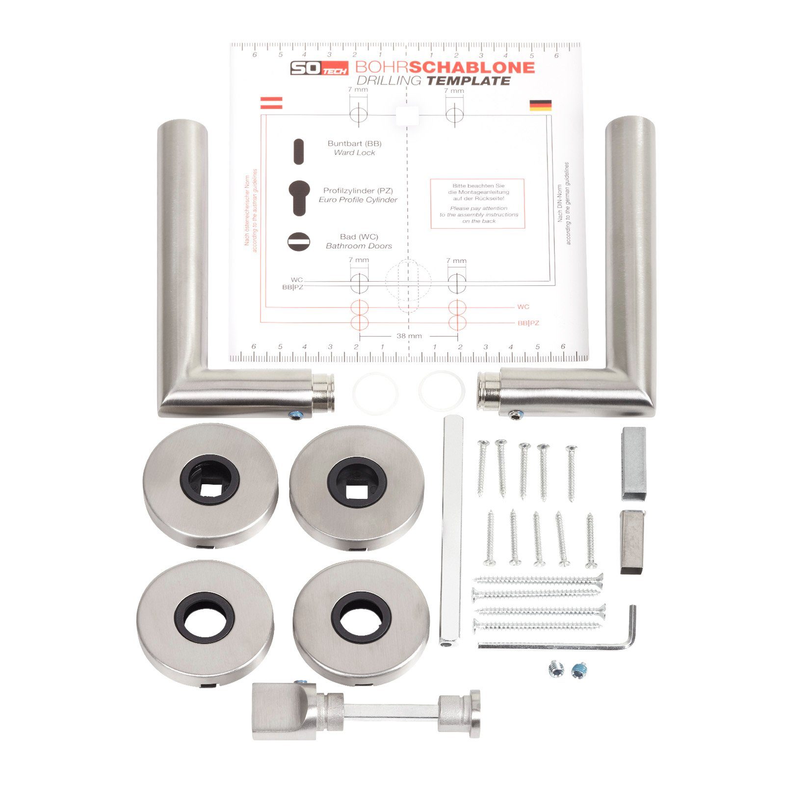 SO-TECH® Drückergarnitur Türdrücker WILMA Edelstahl Rund Rosette, Bad / WC günstig online kaufen