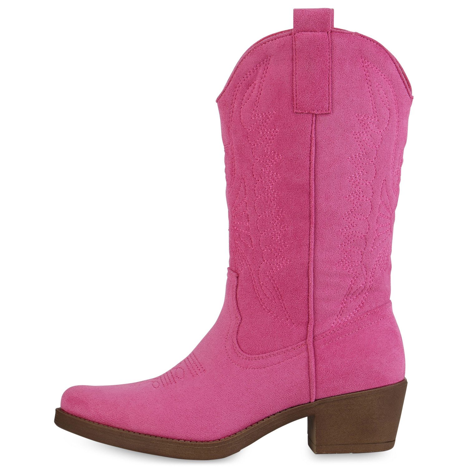 VAN HILL 840208 Cowboystiefel Damen Cowboystiefel Stiefel Stickereien Holzo günstig online kaufen