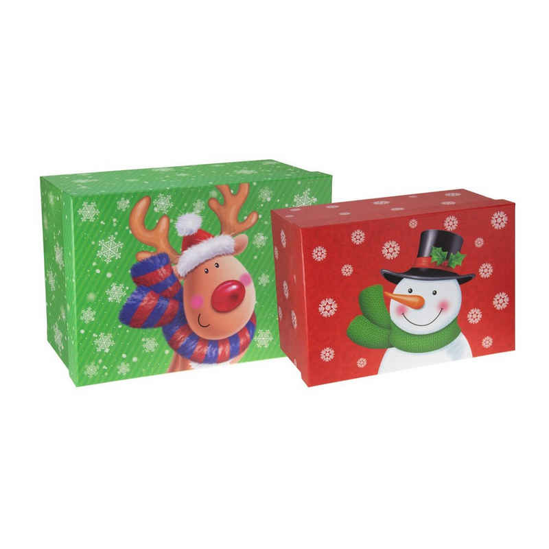 Idena Geschenkbox Idena 31482 - Geschenkboxen Set Weihnachten, 2 Stück, Motive Schneeman