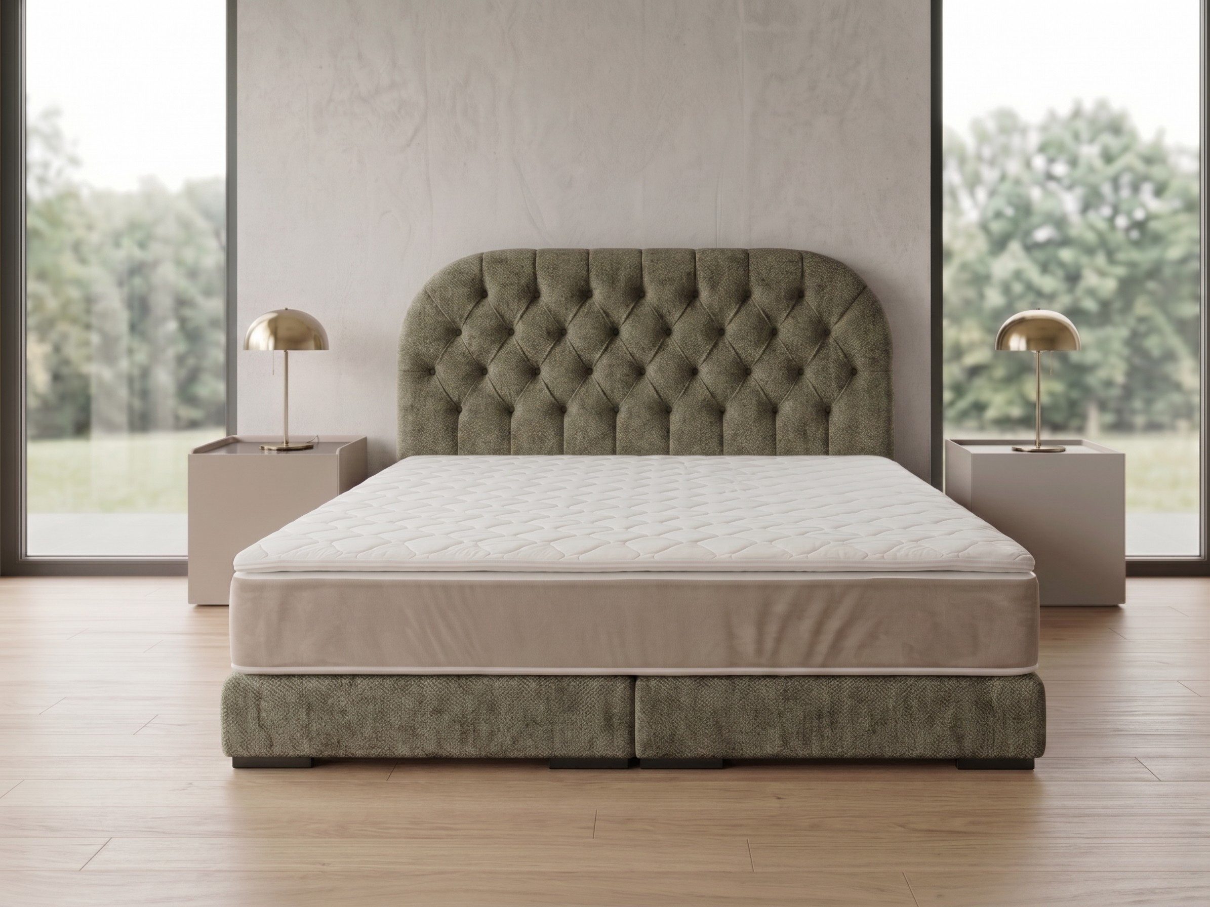 A&J MöbelLand GmbH Polsterbett LEON mit Kopfteil - Stilvolles Bettgestell für Ihr Schlafzimmer (Länge: 209 cm, Höhe Kopfteil: 110 cm, 4 Kopfteil-Varianten, 7 Größen zur Auswahl, Modernes Design, TOP ANGEBOT!, Inklusive Bettgestell), Komplettgestell-Set