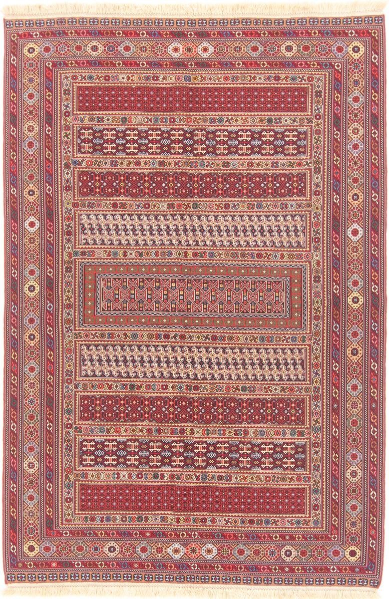 Orientteppich Kelim Soozani 132x198 Handgeknüpfter Orientteppich / Perserteppich, Nain Trading, rechteckig, Höhe: 5 mm