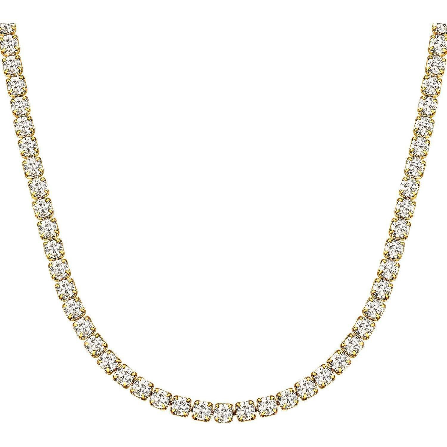 Collier Halskette Tenniskette Zirkonia 41.0 Zentimeter 3mm-Gold&Weiß