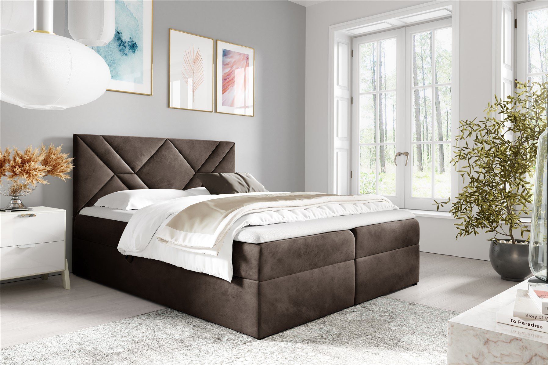 Fun Möbel Boxspringbett Boxspringbett Schlafzimmerbett LAZARO Nr.7 in Stoff günstig online kaufen