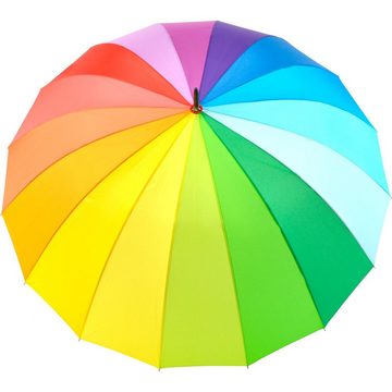iX-brella Langregenschirm Leichter Regenbogen Fiberglas XXL-Schirm 16-teilig, farbenfroh