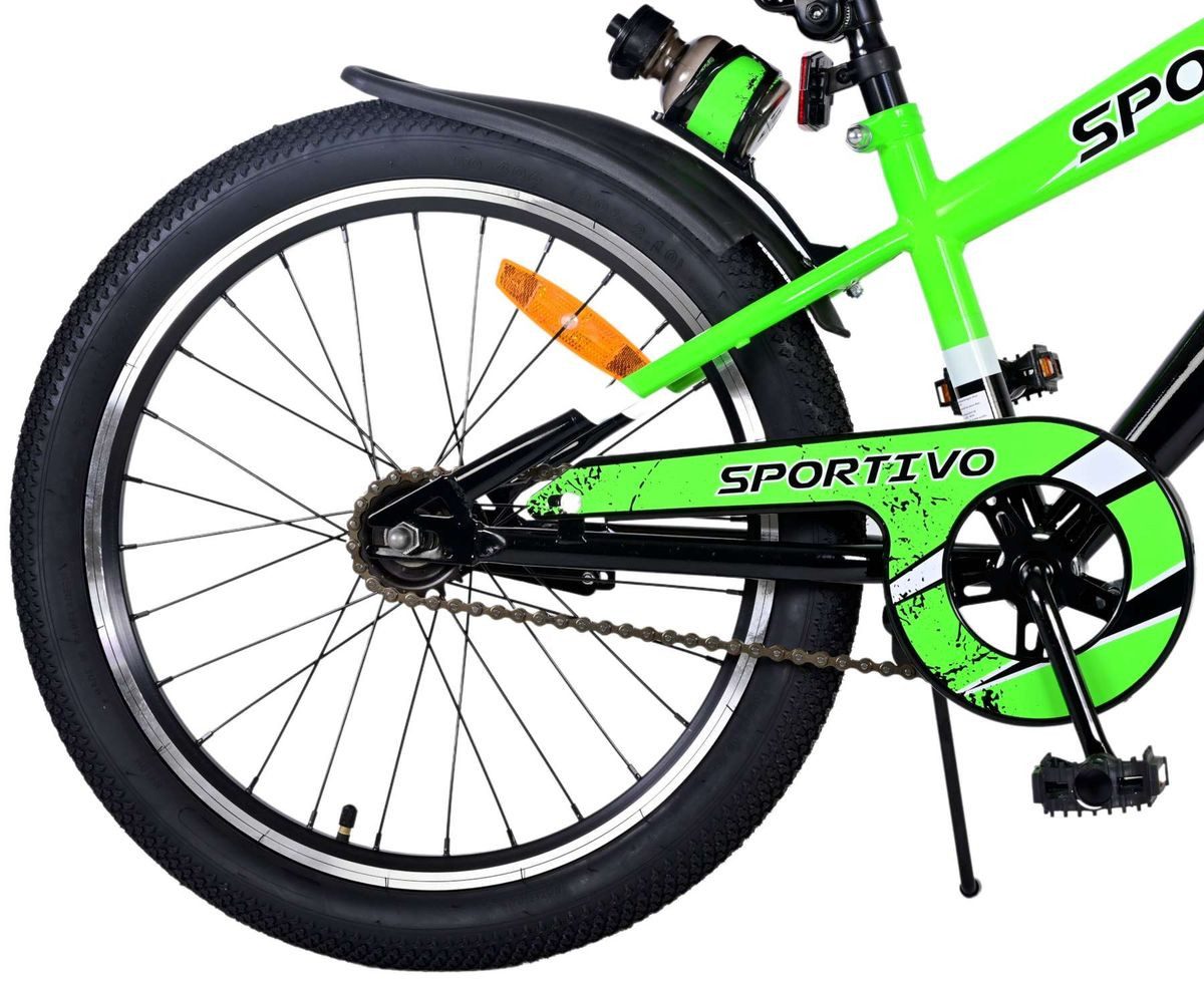 Volare Kinderfahrrad 20 Zoll Kinder Jungen Fahrrad Kinderfahrrad Rad Sportivo Grün 22114, 1 Gang, Rücktrittbremse, Seitenständer, Schutzbleche, Trinkflasche, Klingel