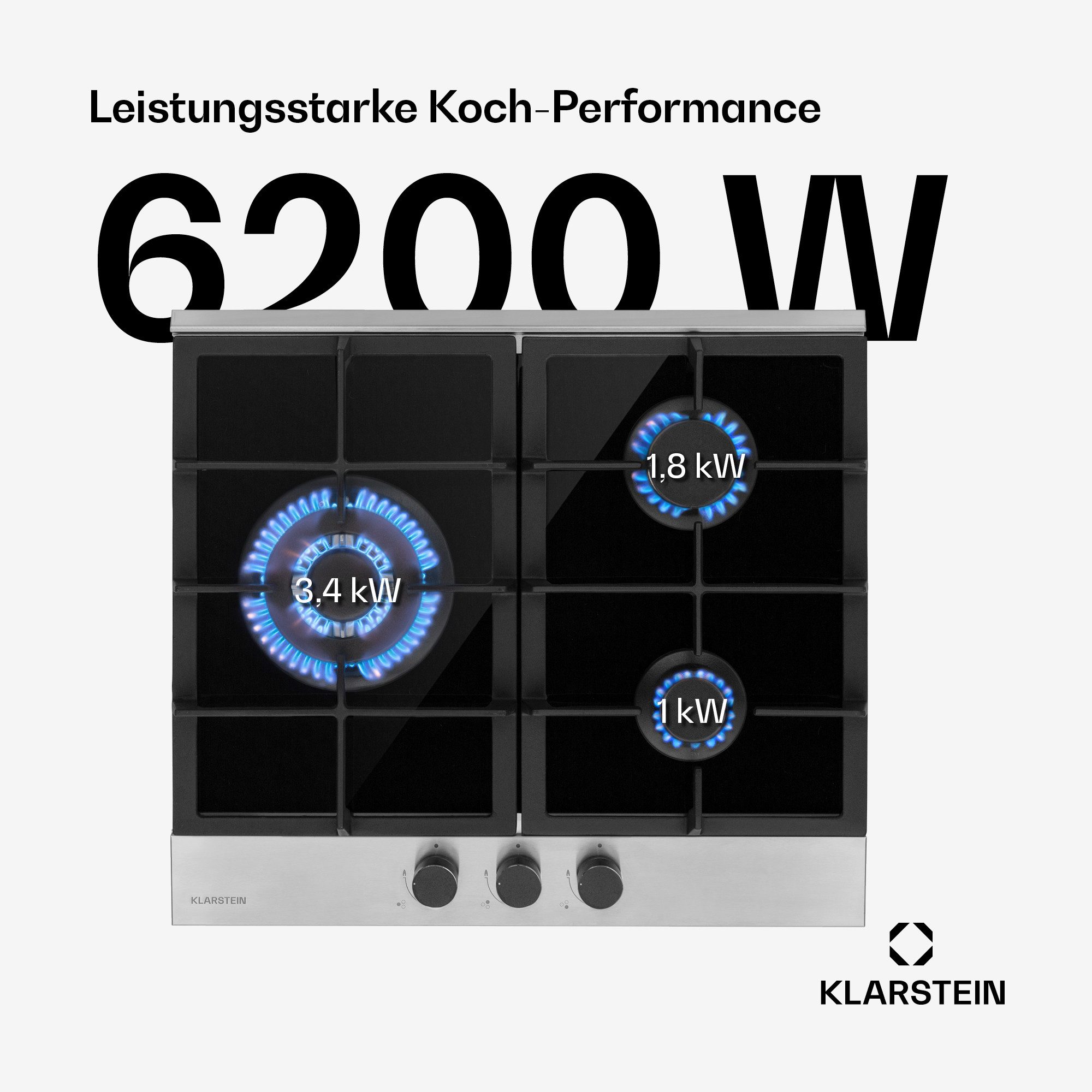 Klarstein Gas-Kochfeld Alchemist, 3 flammen brenner Kochfelder Gaskochfelder