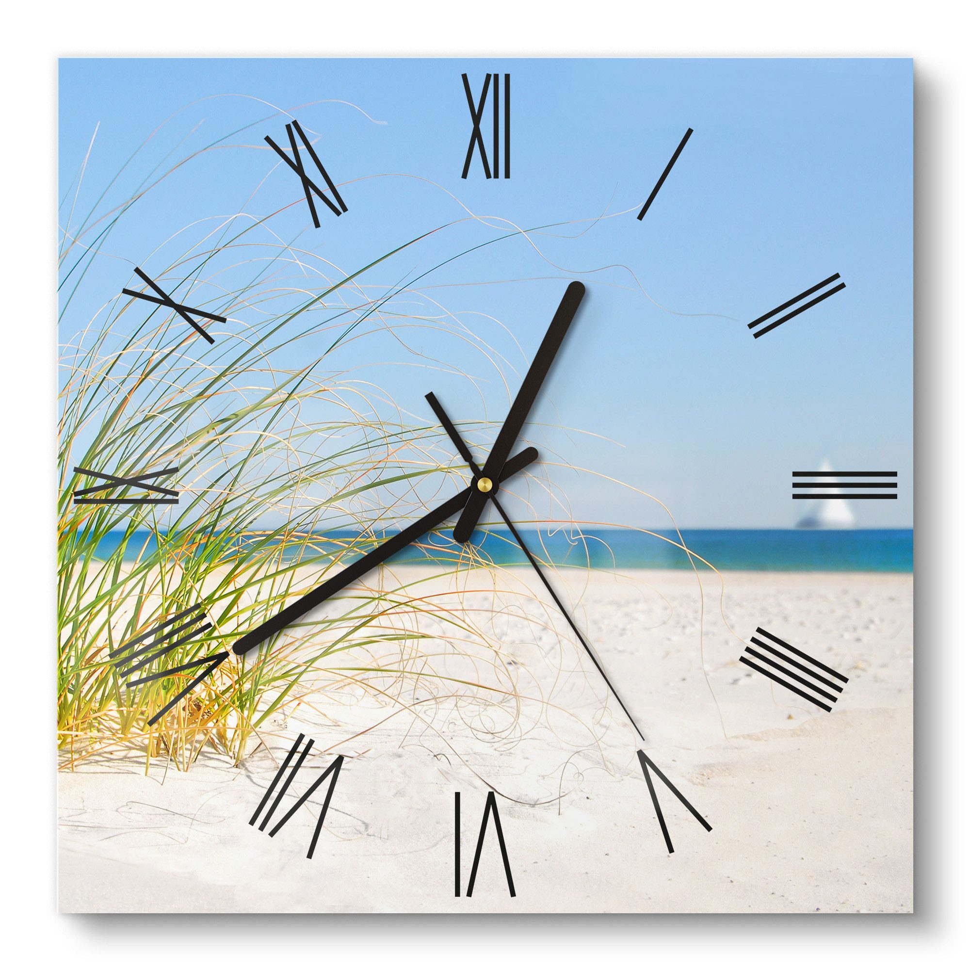 DEQORI Wanduhr 'Meeresweite Stille' (Glas Glasuhr modern Wand Uhr Design Küchenuhr)