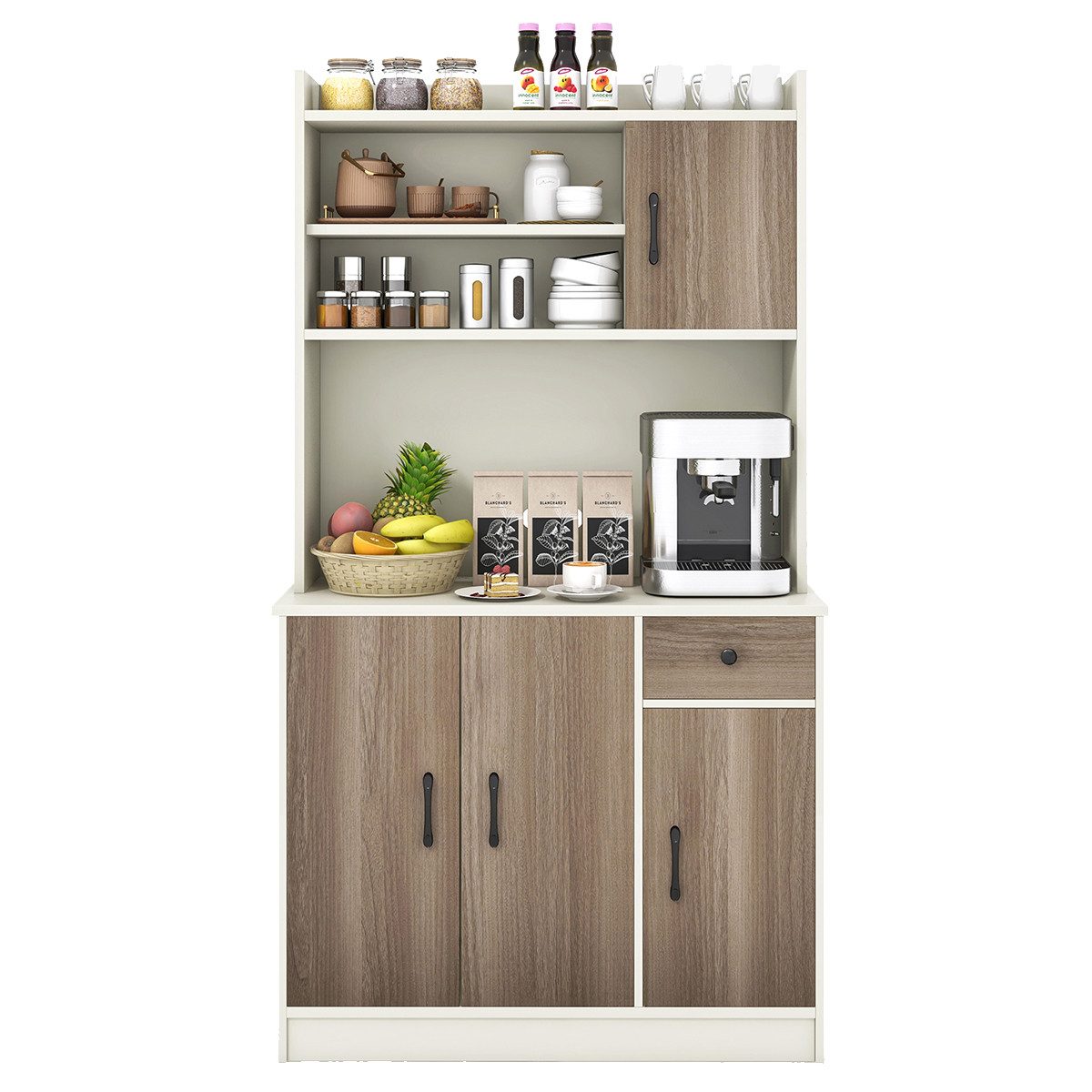 COSTWAY Küchenbuffet mit Arbeitsplatte, Vorratschrank, Küchenschrank, günstig online kaufen