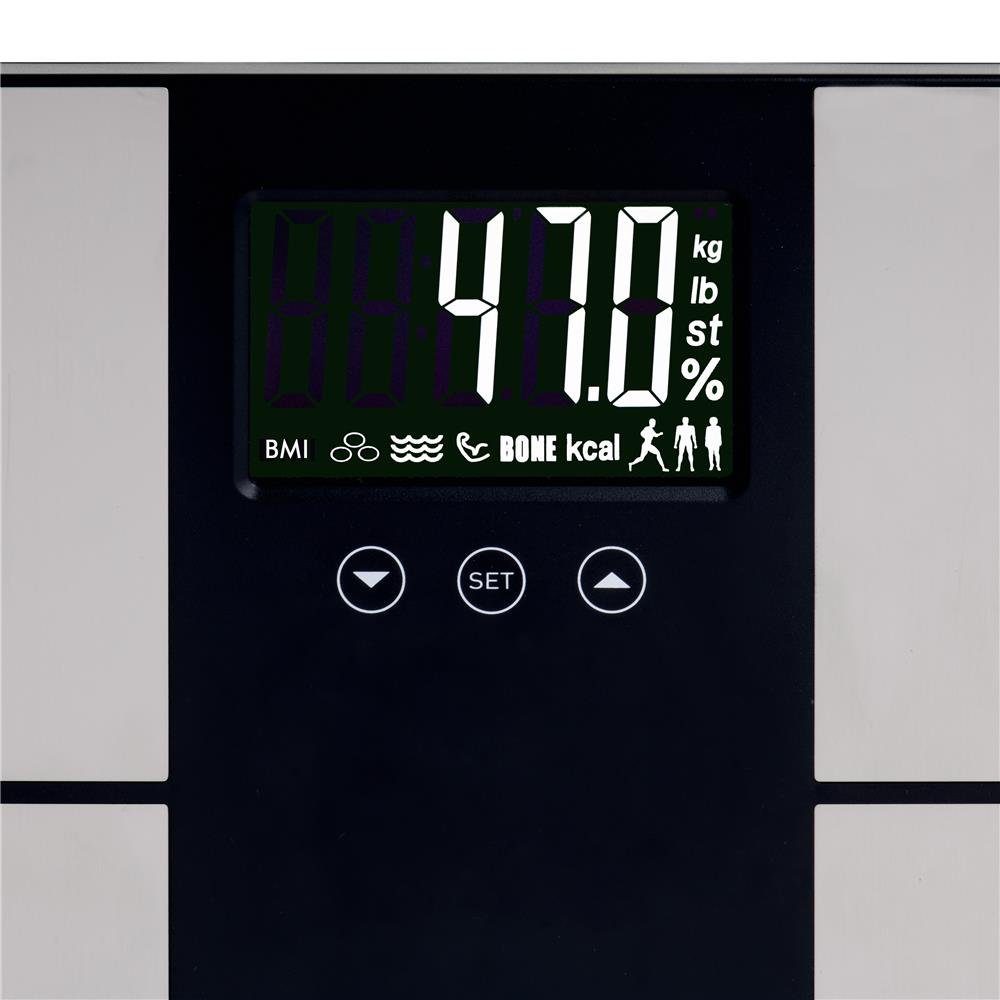 Adler Personenwaage AD 8165, bis 225 kg, digital, großes LCD-Display, silber – Bild 4 von 5