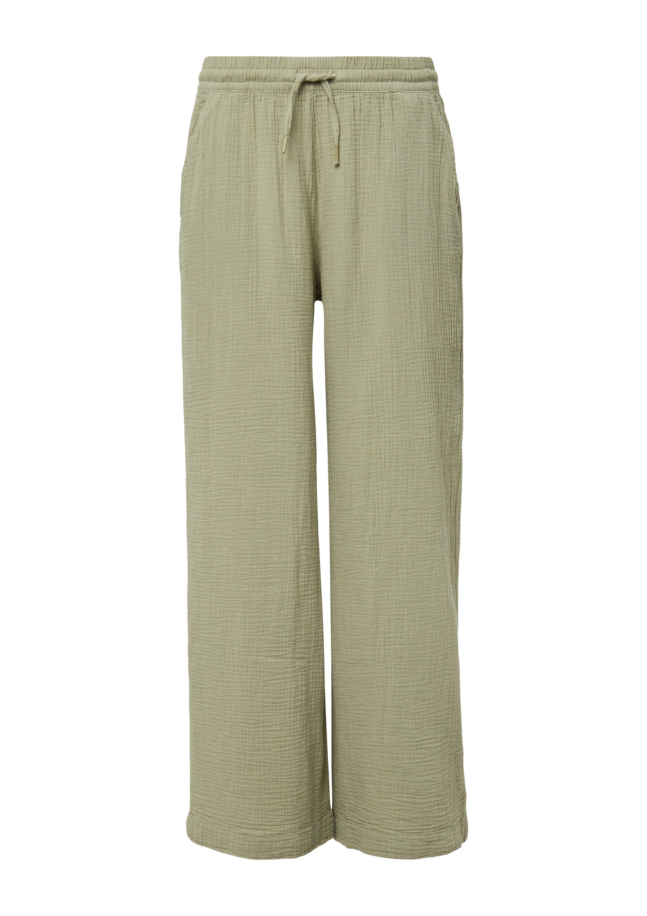 QS Chinos Hose Musselin-Hose mit weitem Bein günstig online kaufen