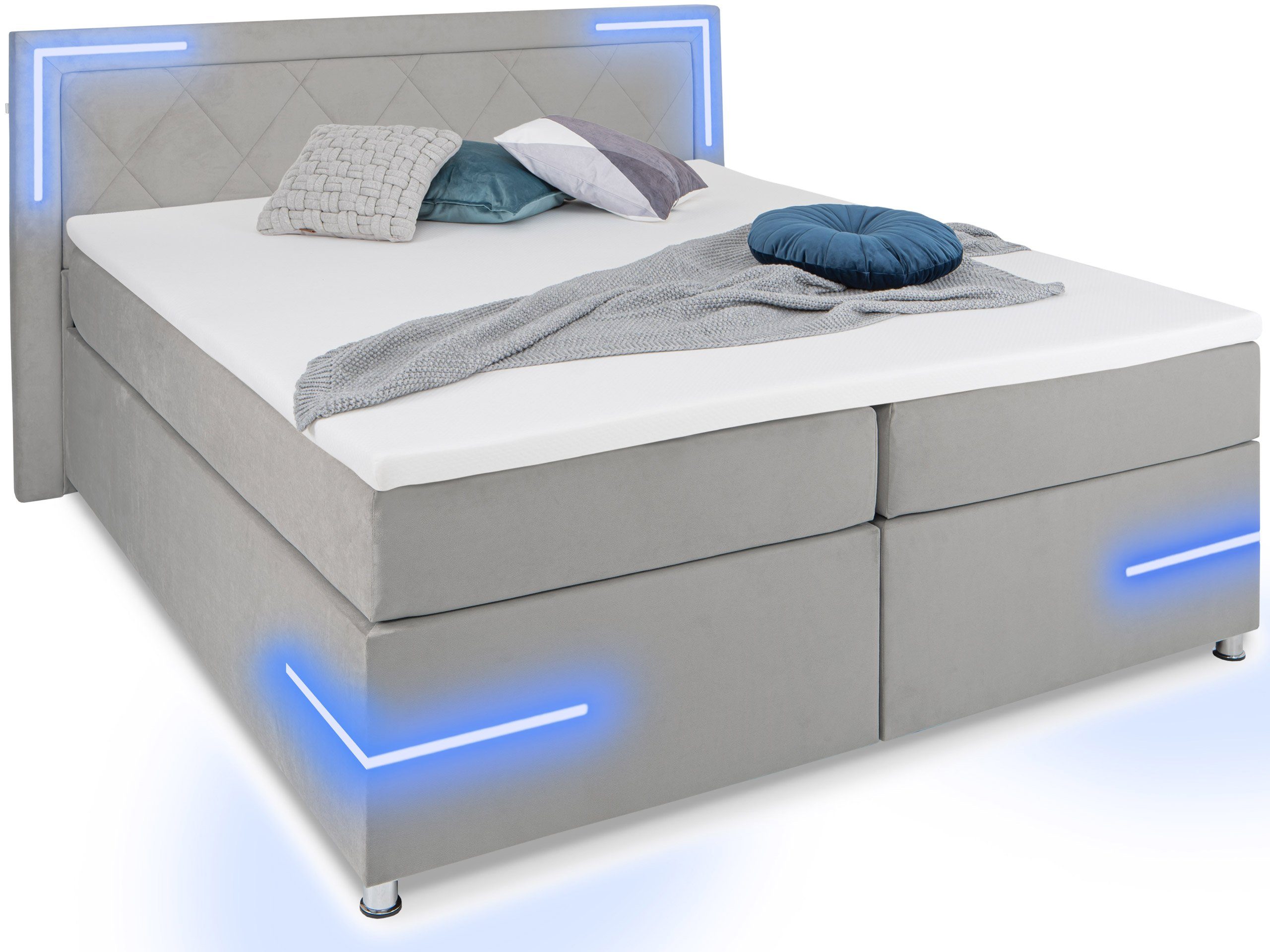 wonello Boxspringbett Arizona, mit LED Beleuchtung günstig online kaufen