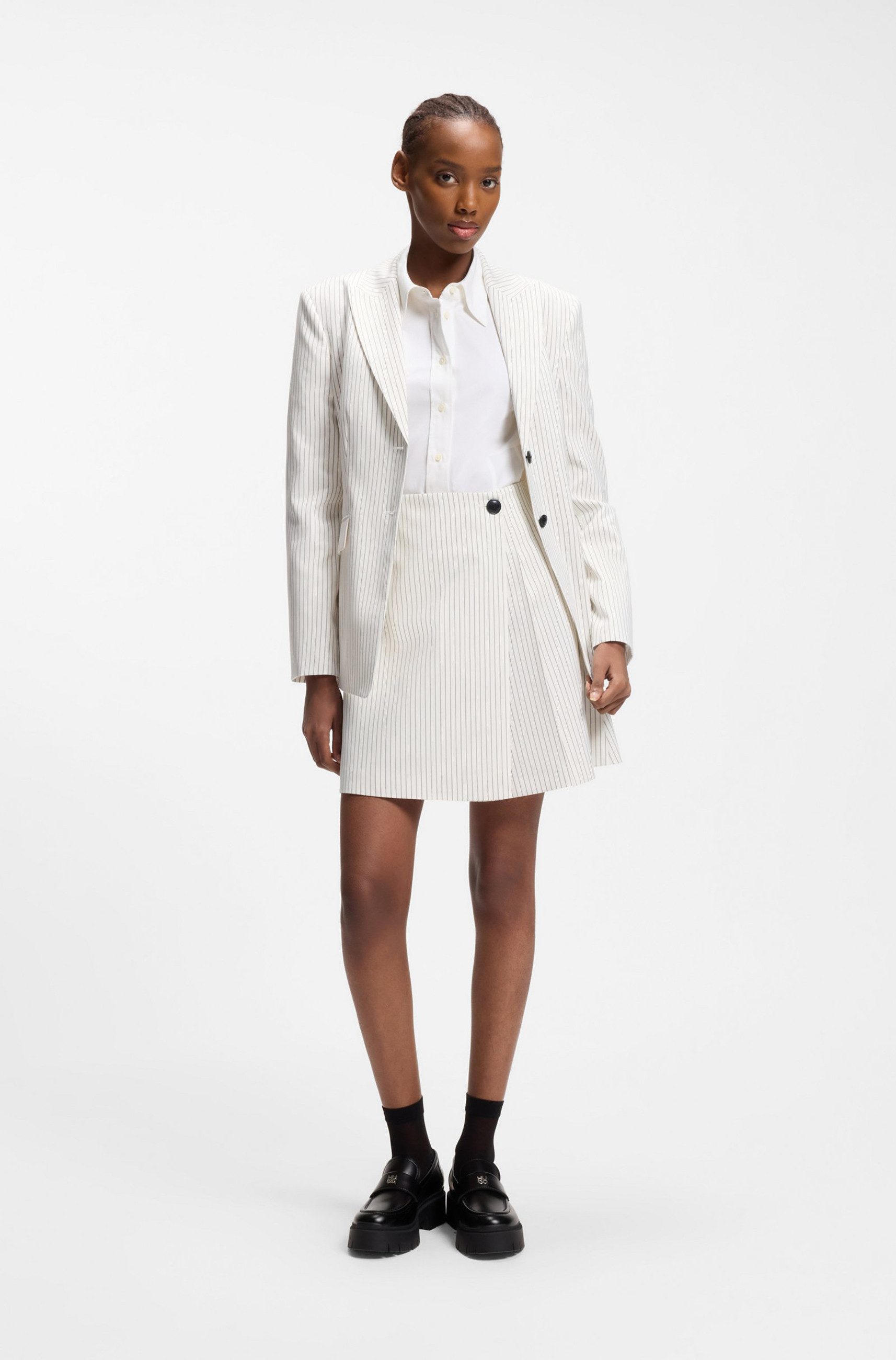 HUGO A-Linien-Rock Riberi mit Nadelstreifen und Wickeloptik (1-tlg)