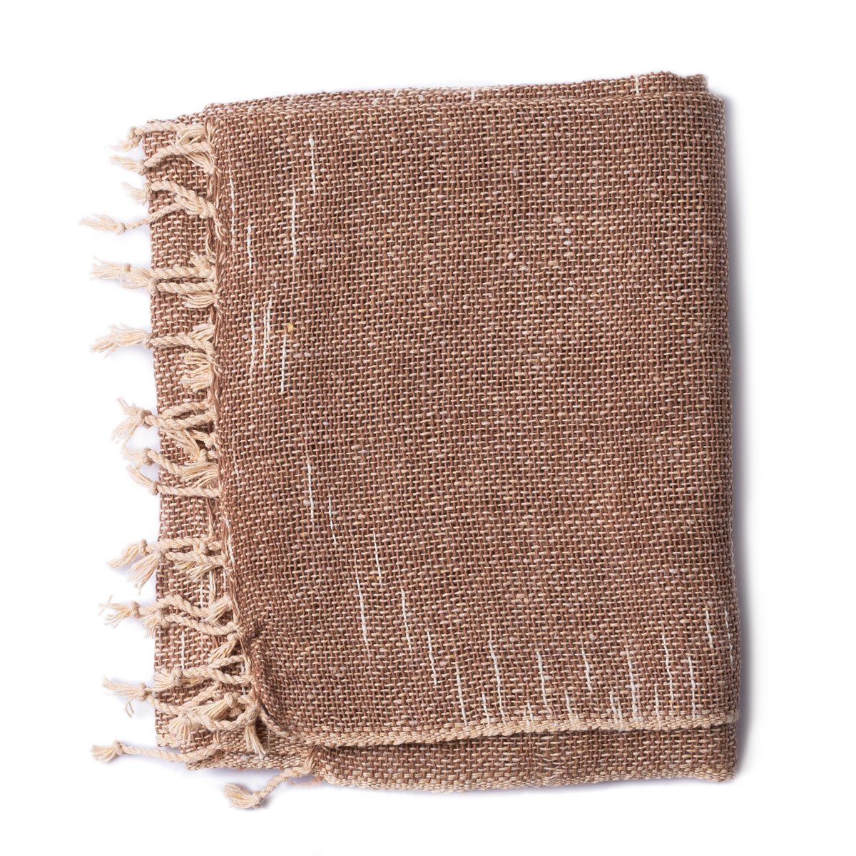 PANASIAM Halstuch warmer weicher Baumwollschal grob gewebt in verschiedenen Farben, auch als Schultertuch oder Schal im Herbst und Winter tragbar hellbraun