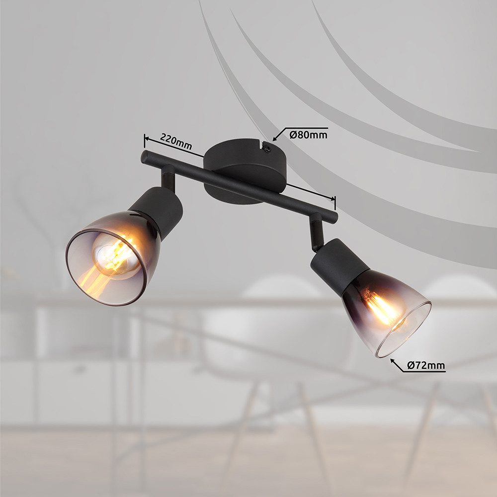 GLOBO LIGHTING Deckenleuchte, Leuchtmittel nicht inklusive, Deckenleuchte Deckenlampe Wohnzimmerlampe Metall Schwarz-matt L 22 cm