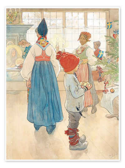 Posterlounge Poster Carl Larsson, Vor dem Weihnachtsbaum, Wohnzimmer Skandinavisch Malerei