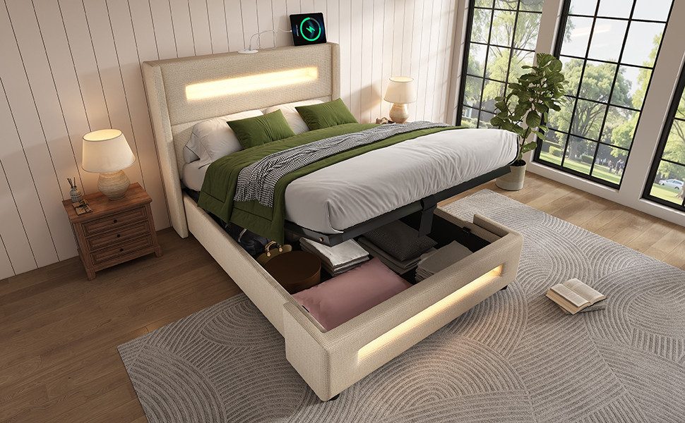 Ulife Polsterbett Jugendbett, Stauraumbett mit hydraulischem günstig online kaufen