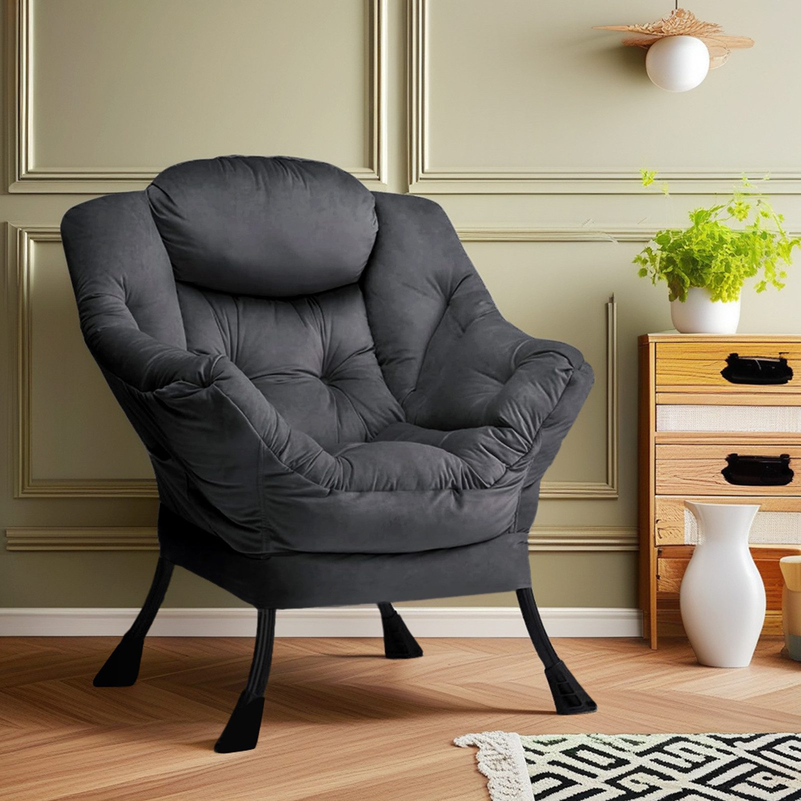 HollyHOME Loungesessel Samt Relaxsessel mit Stahlrahmen günstig online kaufen
