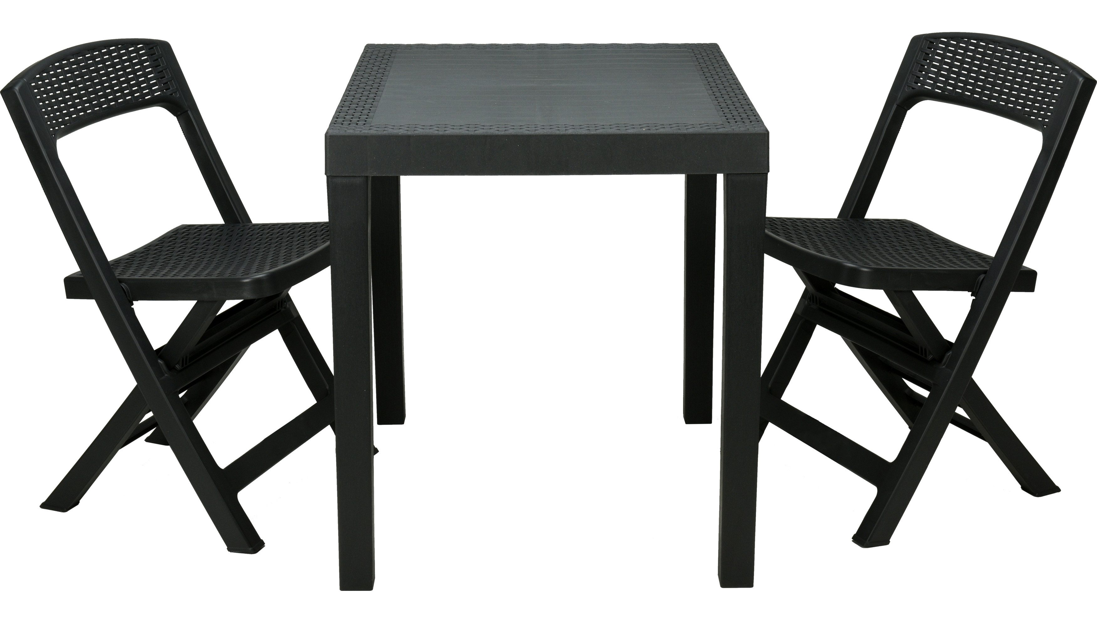 matrasa Balkonset Gartenmöbel Set in Rattanoptik - Sitzgruppe Anthrazit, (Set, 3-tlg., Tisch mit 2 Stühlen), bestehend aus 2 Klappstühlen und einem Tisch – Bild 2 von 2