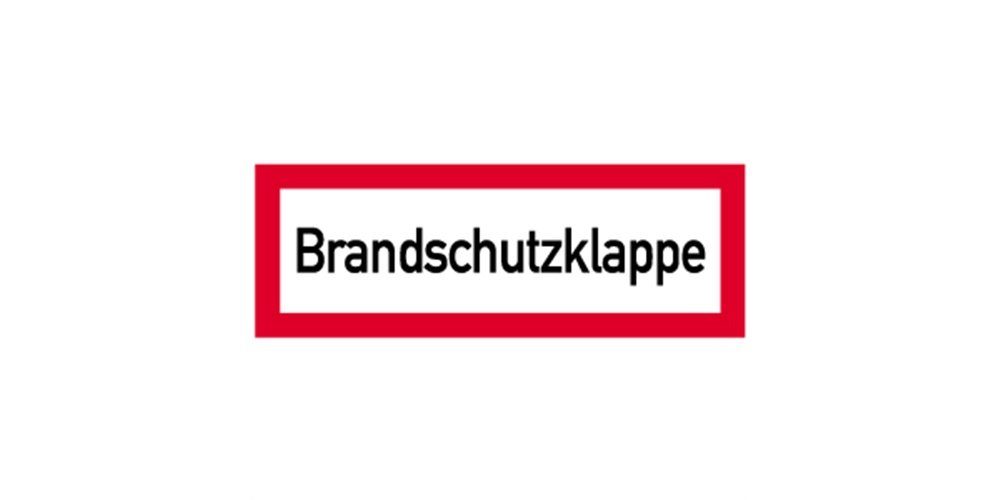 Hinweisschild Aufkleber Brandschutzklappe, Folie, 297x105 mm