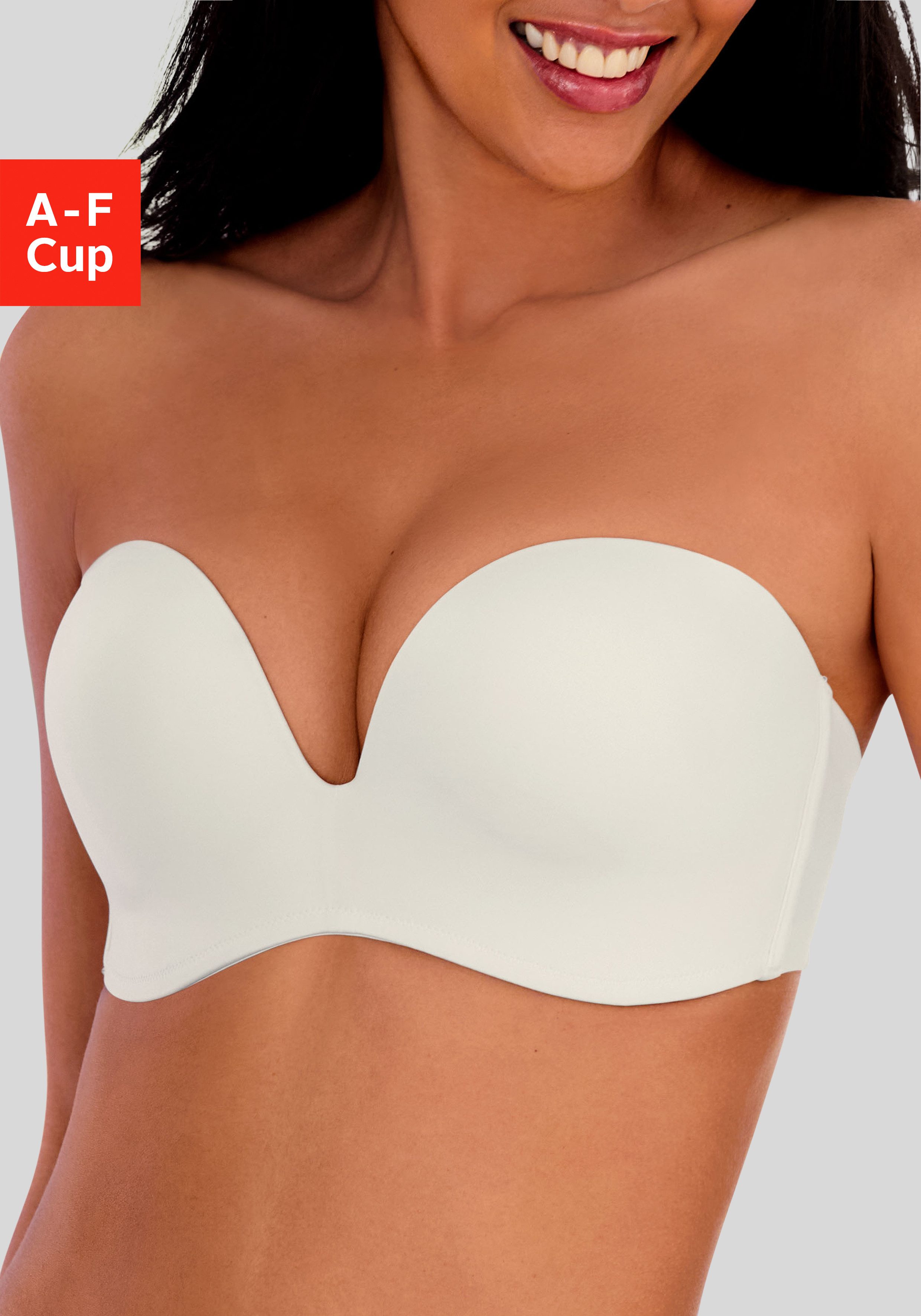 LASCANA Multiway-BH, Dirndl-BH, BH ohne Träger, T-Shirt-BH, Trägerloser BH, Push-up-BH mit 3 Tragevarianten, große Größen, Sommer