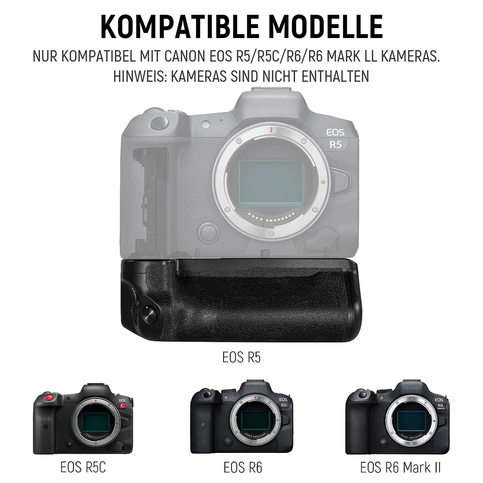 Neewer Batteriegriff BG-R10 Batteriegriff für Canon R5/R6 mit LP-E6 Batterien, Doppelte Batterielebensdauer