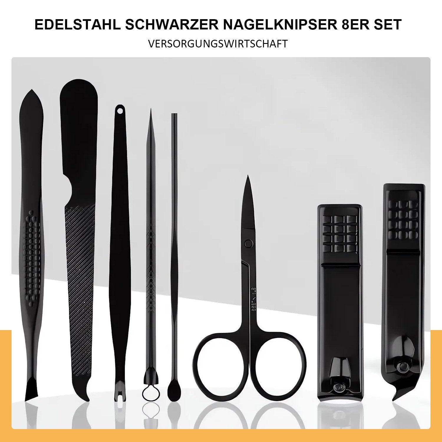 Stoff-Etui für Fuß 8-tlg., Fingernägel, Profi Maniküre-Pediküre-Set & Grau im MAGICSHE