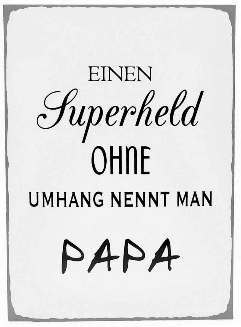 BOLTZE Wandbild, Sprüche, Grosses Vintage Familien Metallschild Modell EINEN SUPERHELD...