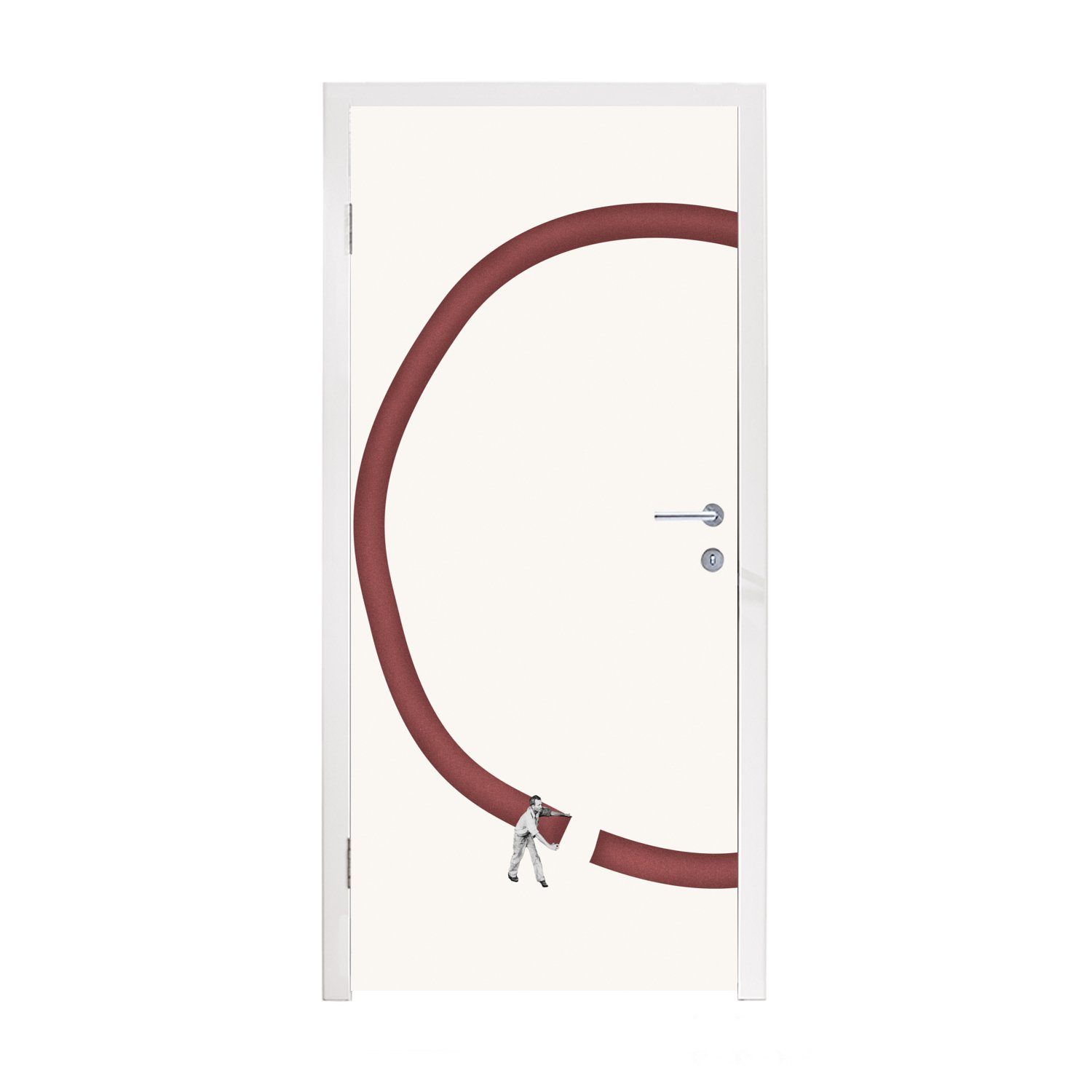MuchoWow Türtapete Kreis - Mann - Jahrgang, Matt, bedruckt, (1 St), Fototapete für Tür, Türaufkleber, 75x205 cm