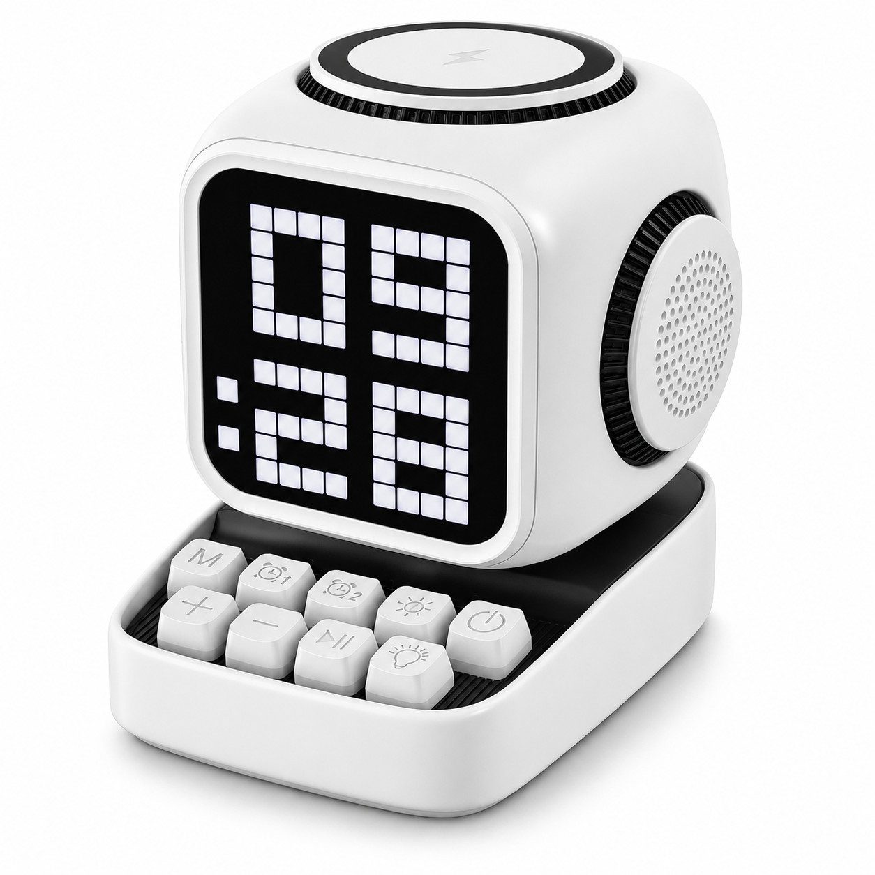 Tekoo Bluetooth Lautsprecher mit Wecker 15W Ladefunktion LED Display weiß Lautsprecher Stereo (Bluetooth, 10 W, 10W, 15W Ladefunktion, LED-Uhr, Weißes Rauschen)