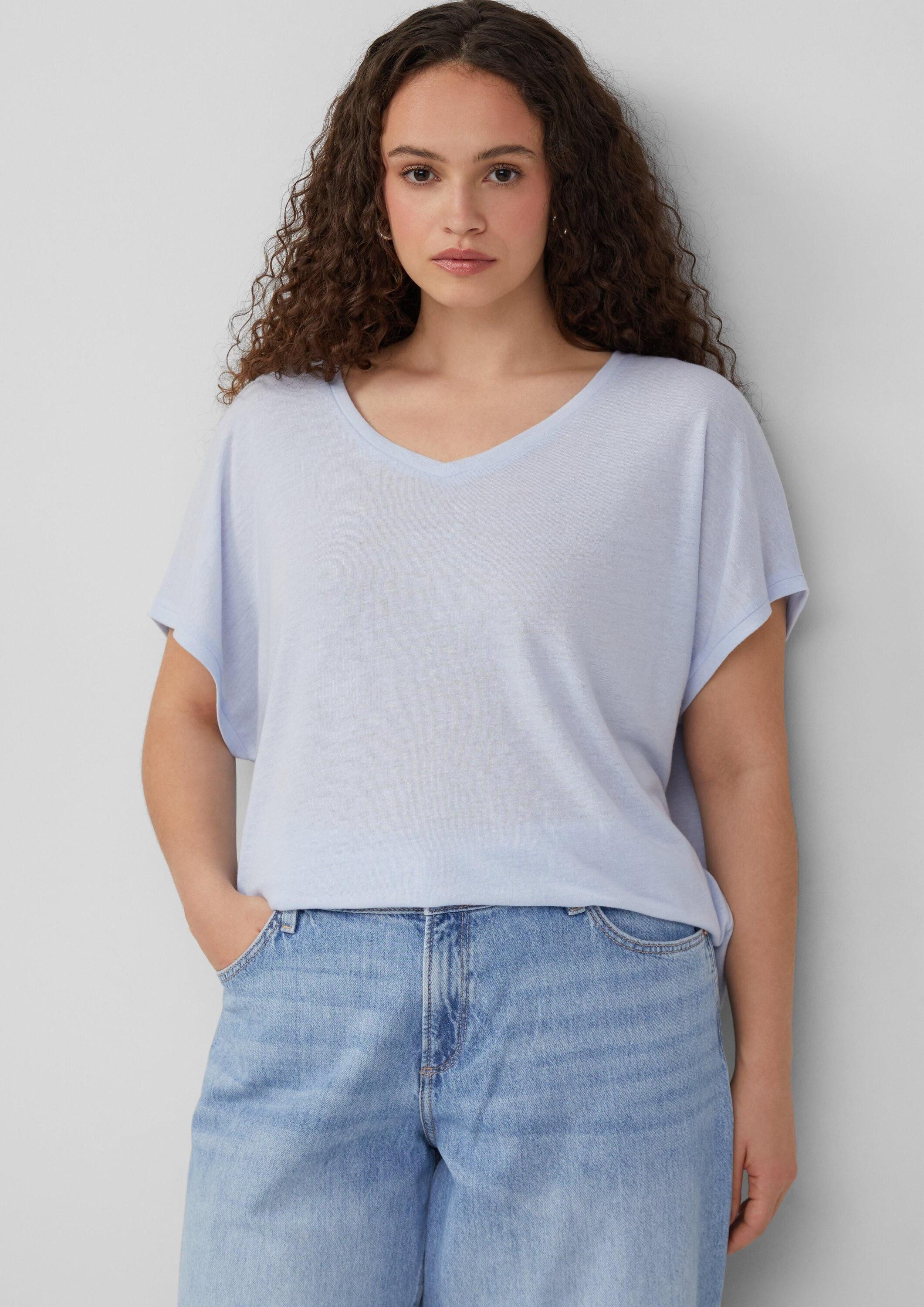 QS Kurzarmshirt T-Shirt Locker geschnittenes T-Shirt günstig online kaufen