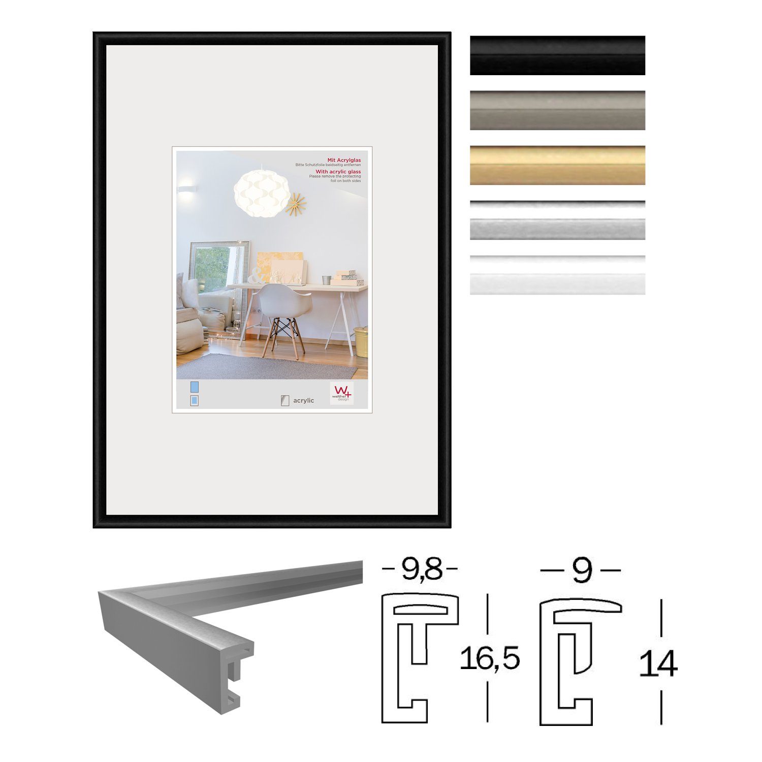 Walther Design Bilderrahmen New Lifestyle mit Kunstglas – Bild 2 von 4