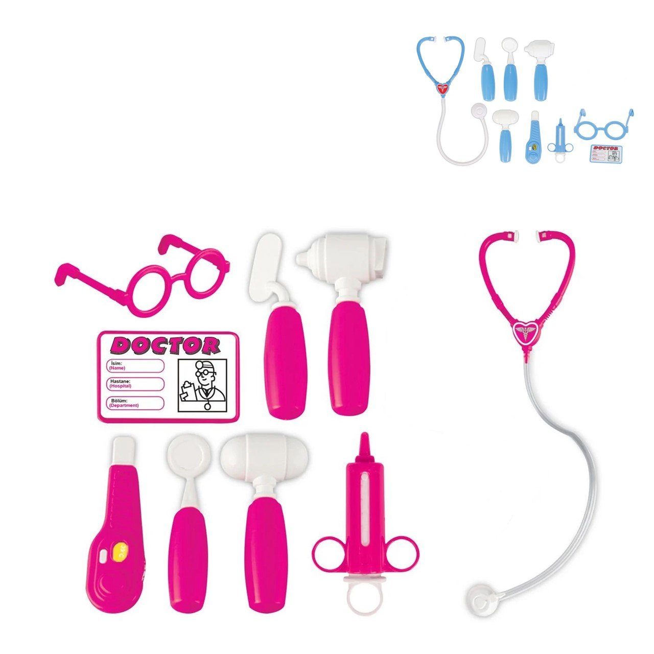 Pilsan Spielzeug-Arztkoffer Kinder-Arztset 03232, 9-teilig, Spritze, Stethoskop, Otoskop, Arztausweis