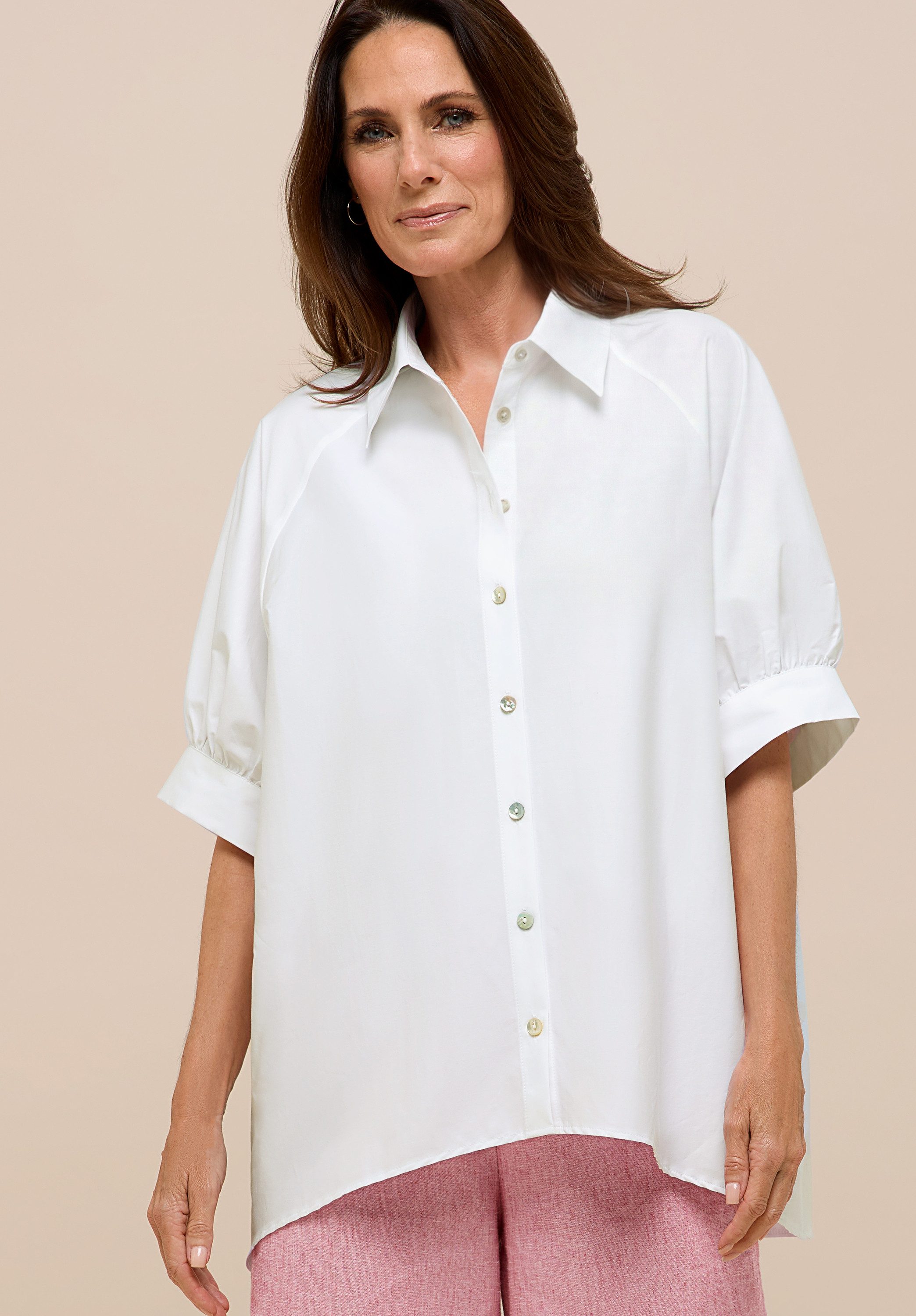 bianca Hemdbluse RAKEL Oversized Bluse mit Rundung am Saum