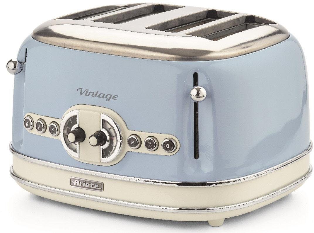 Ariete Тостери Vintage, 4 kurze Schlitze, für 4 Scheiben, 1630 W, blau