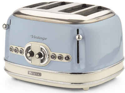 Ariete Toaster Vintage, 4 kurze Schlitze, für 4 Scheiben, 1630 W, blau