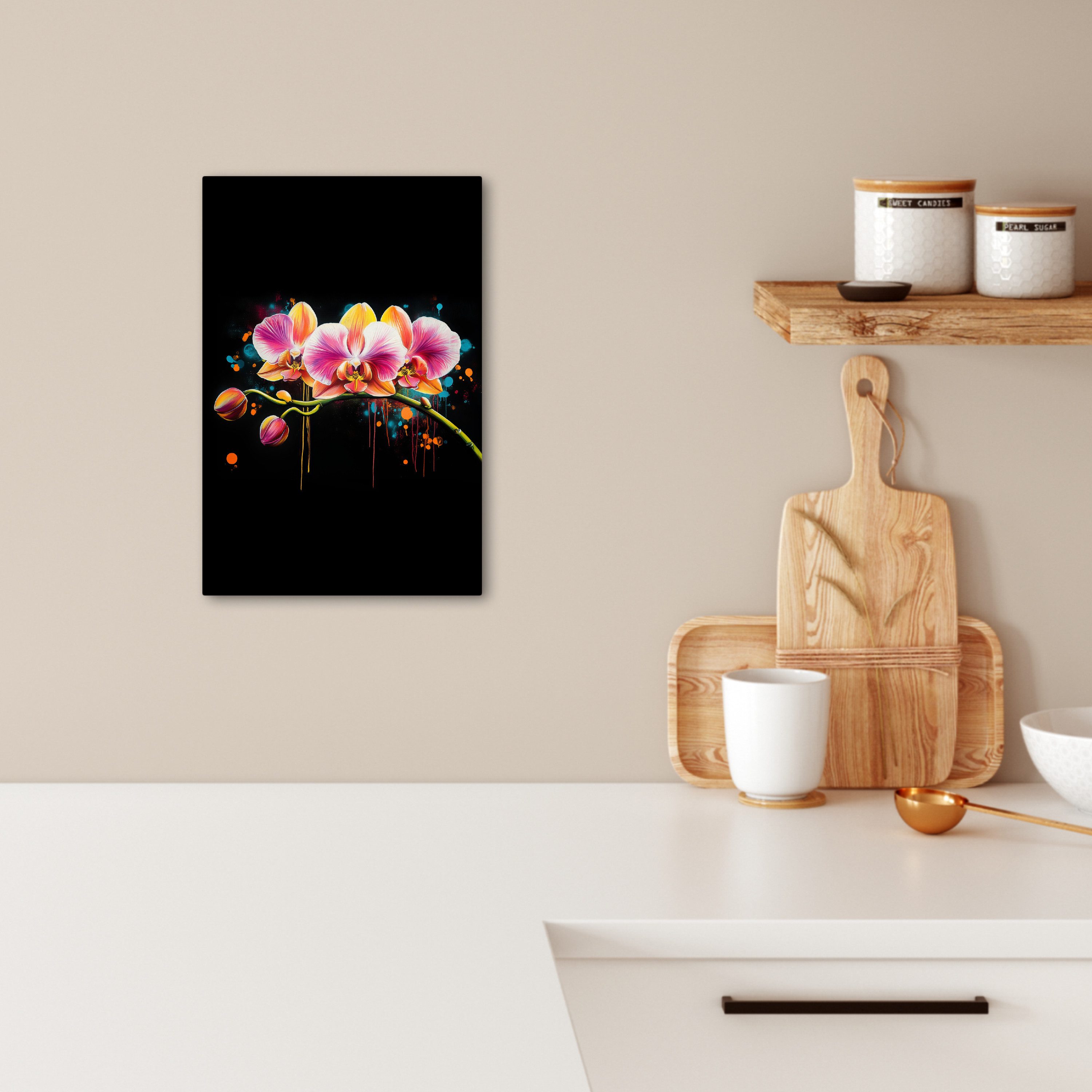 OneMillionCanvasses® Leinwandbild Orchidee - Graffiti - Farbenfroh - Blumen günstig online kaufen