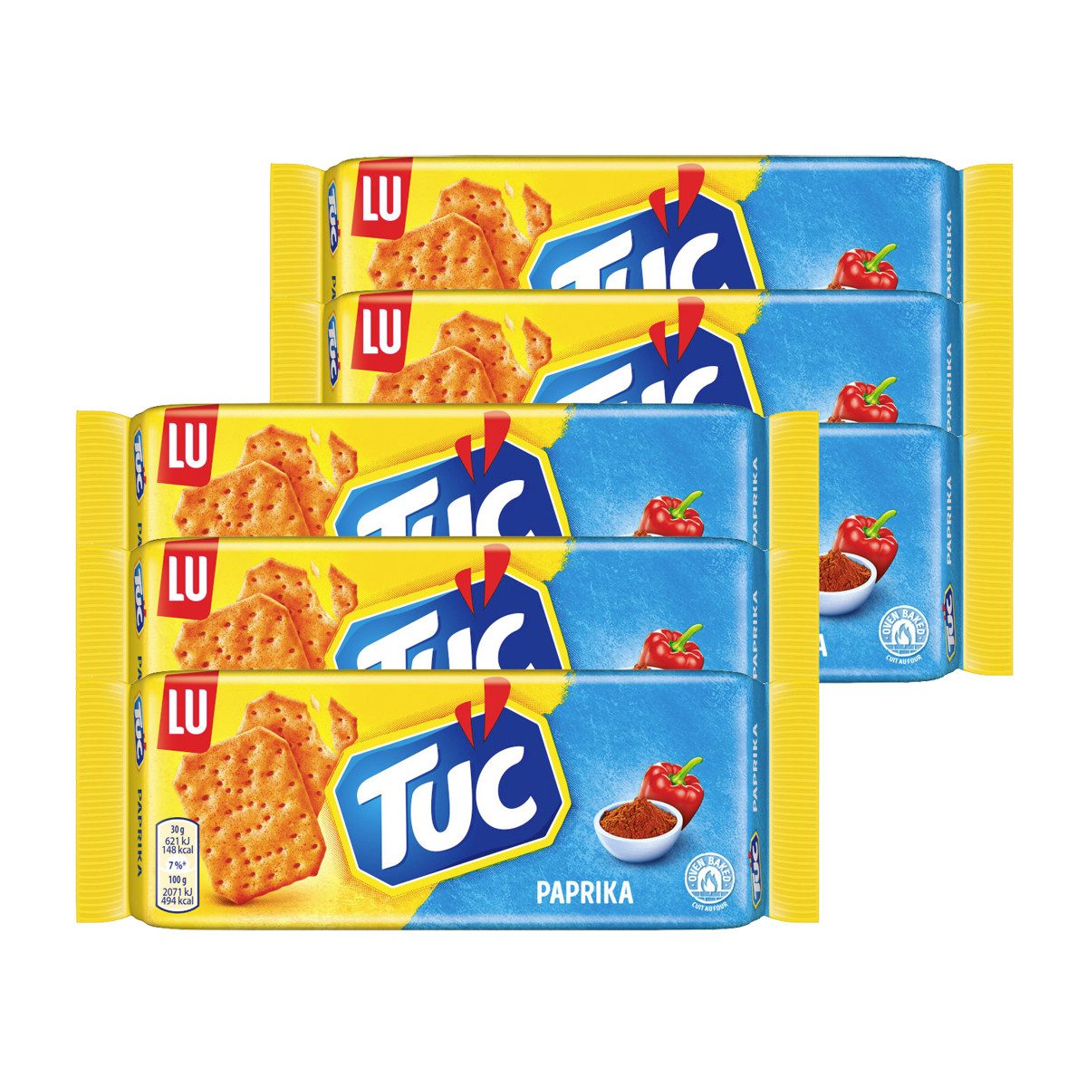 Tuc Knabberei, Tuc Cracker mit Paprika Geschmack ein Knabberspaß 100g 6er Pack