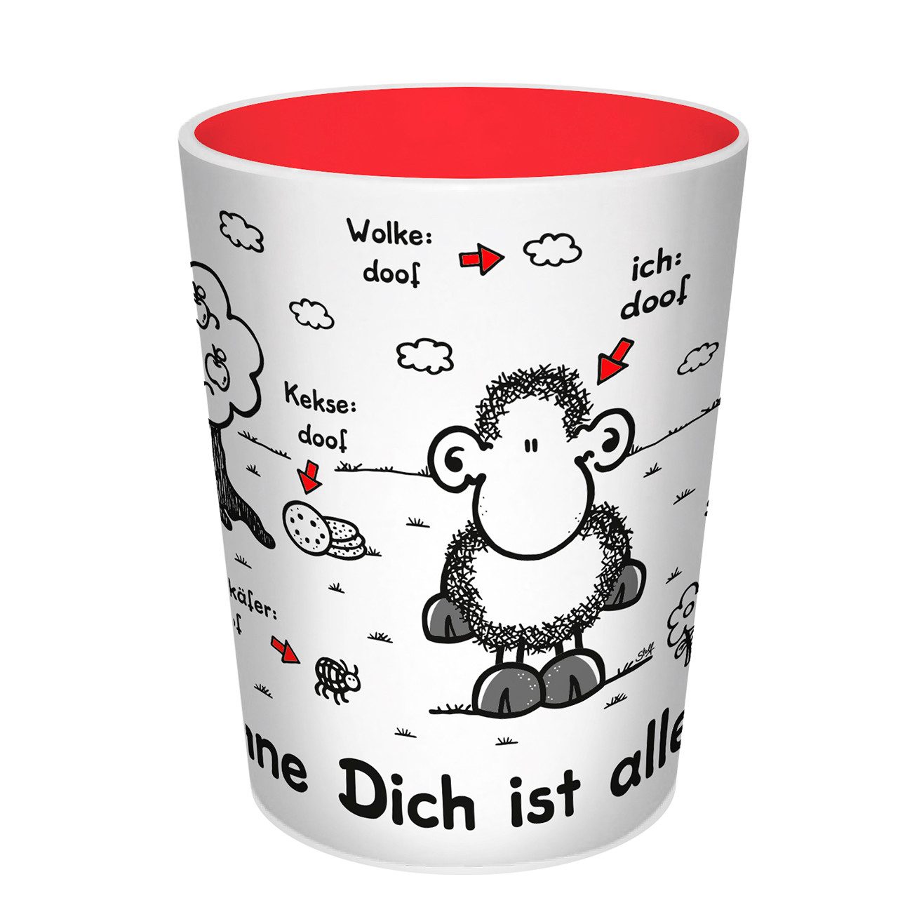 Geda Labels GmbH Tasse Sheepworld Alles doof 280ml, 1-tlg., Keramik, Rot, 280ml, spülmaschinengeeignet