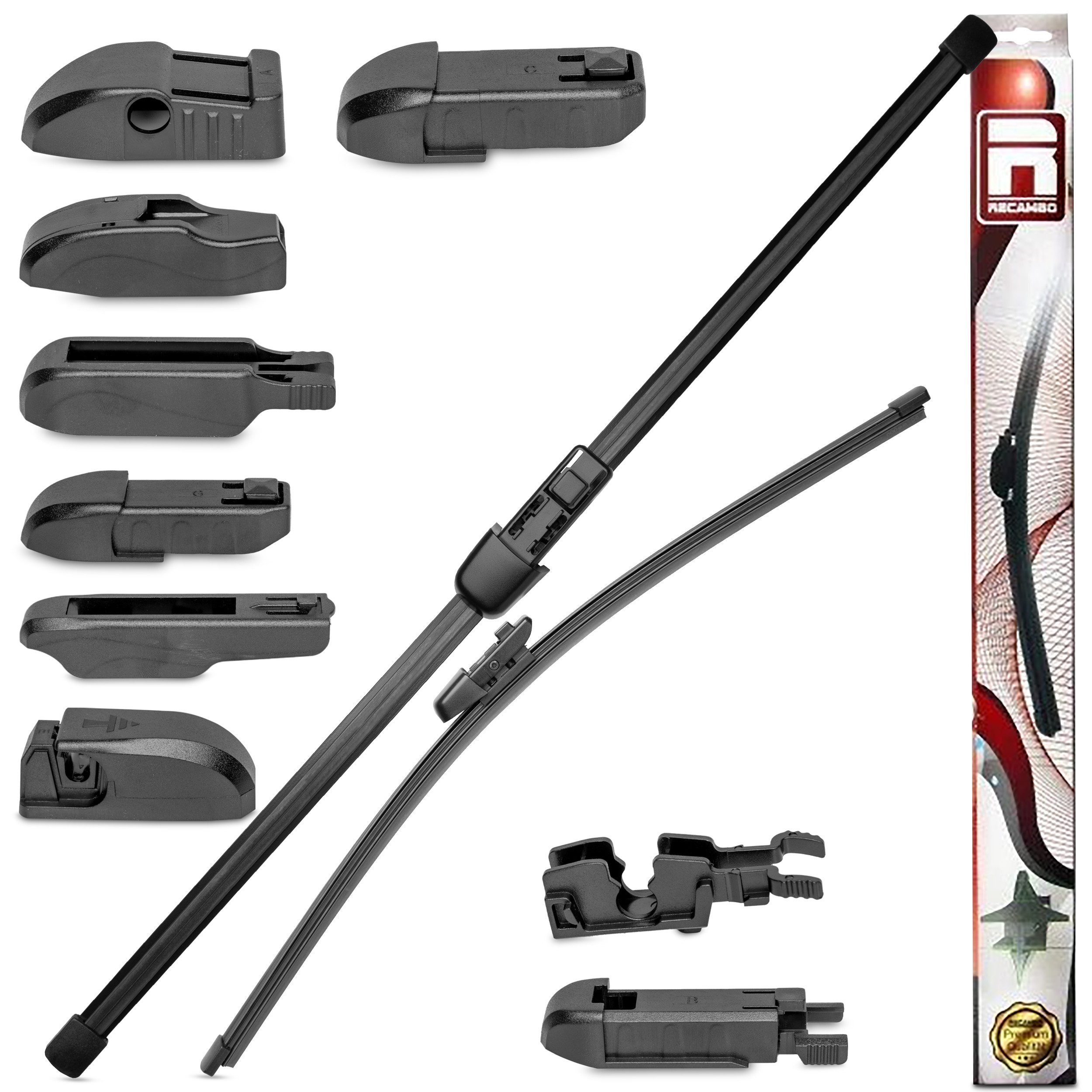 RECAMBO Scheibenwischblätter Scheibenwischer für Frontscheibe - Universal Adapter