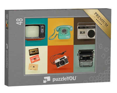 puzzleYOU Puzzle Retro-Elektronik-Set, 48 Puzzleteile, puzzleYOU-Kollektionen Nostalgie